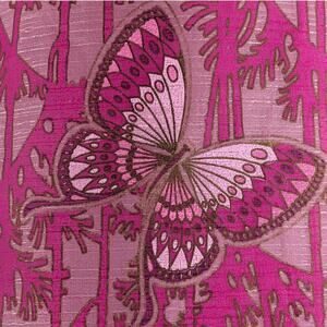 ALFRED SHAHEEN Pink Butterflies & Daisies Hawaiian Hostess Dress Vintage 1960's